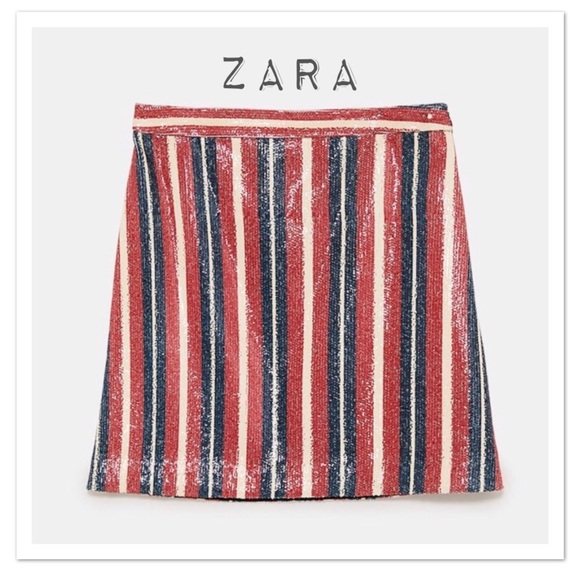 Zara Dresses & Skirts - Zara Striped Sequin Skirt - NWT